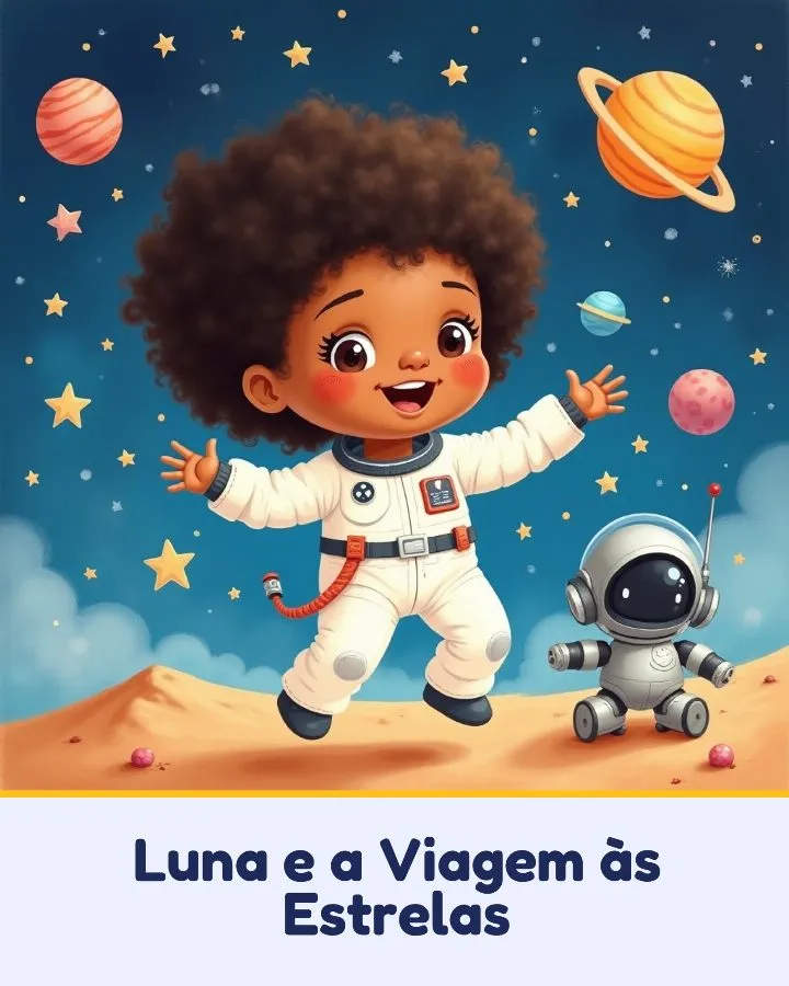 Capa do livro personalizado Luna e a Viagem às Estrelas